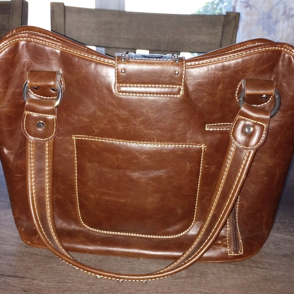 Montana West Brown Genuine Leather Concealed Carry Handbag - Picture 2 of 6